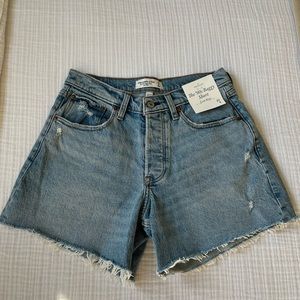 Abercrombie & Fitch NWT Curve Love Low Rise 90s Baggy Shorts- Medium Ripped Wash